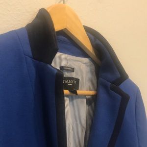 Talbots Aberdeen soft blazer in Royal Blue and Black, gold buttons
